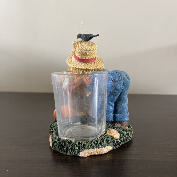 Yankee Candle Scarecrow Votive Candle Holder Fall Pumpkin No Crows Ceramic - Picture 3 of 4